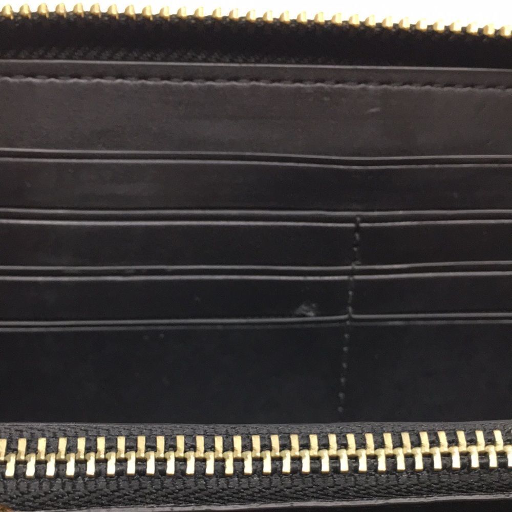 Coach Baseball Stitch Accordion Zip Wallet Black Smooth Calf Leather Unisex - Picture 13 of 16